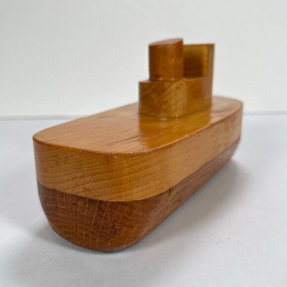Vintage Handmade Wooden Toy Tugboat - Picture 4 of 10